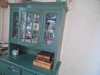 Groene Buffetkast met Glazen Deuren, Huis en Inrichting, Gebruikt, 100 tot 150 cm, Glas, Ophalen of Verzenden