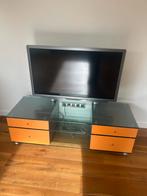 TV meubel met glazen blad, Ophalen, Gebruikt, 150 tot 200 cm, Glas