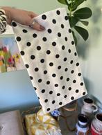 Stof stippen polkadot wit zwart retro vintage jaren 80, 120 cm of meer, Wit, Nieuw, Ophalen of Verzenden