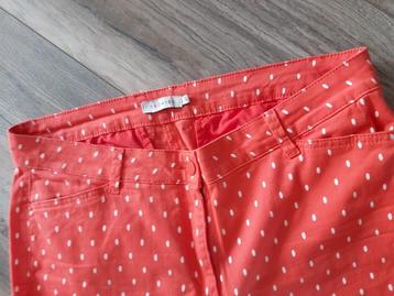 Super mooie 7/8 stretch broek mt 42 44 46 koraal wit promiss beschikbaar voor biedingen