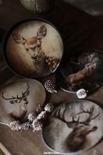 Glazen onderzetters in houder 'hert', Www.jufbrocante.nl, Www.jufbrocante.nl, Nieuw, Ophalen of Verzenden