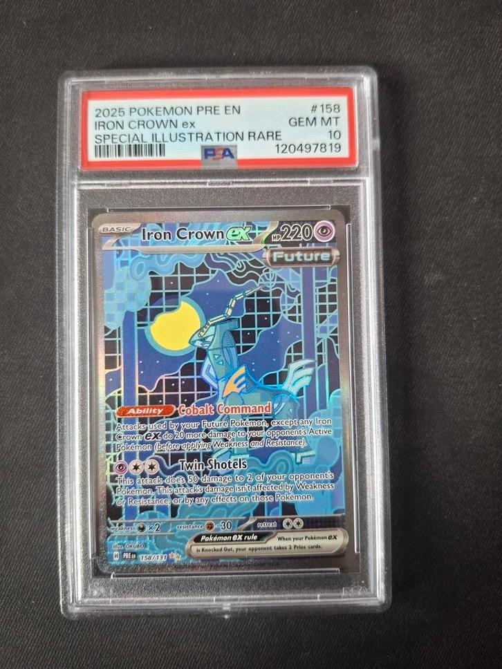 Iron crown EX PSA10 158/131 prismatic evolutions, Hobby en Vrije tijd, Verzamelkaartspellen | Pokémon, Zo goed als nieuw, Ophalen of Verzenden
