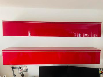 IKEA Besta Burs wandkasten hoogglans rood 180 x 27 h x 25 d beschikbaar voor biedingen