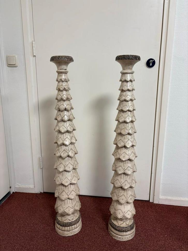 Set van 2 decoratieve zuilen, Antiek en Kunst, Antiek | Kandelaars, Keramiek of Aardewerk, Ophalen