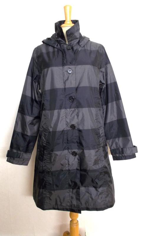Leuke zwart/grijze streep jas met capuchon! 42, Kleding | Dames, Jassen | Winter, Zo goed als nieuw, Maat 42/44 (L), Grijs, Verzenden