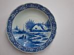 antiek delfsblauw wandbord winterlandschap, Ophalen of Verzenden
