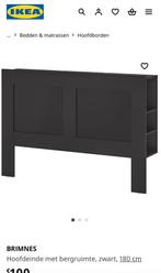 Hoofbord brimnes IKEA met bergruimte 180cm, Huis en Inrichting, Slaapkamer | Bedden, Ophalen, Gebruikt, Zwart, Tweepersoons