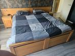 Massief eiken bed 180x200cm, Ophalen, Gebruikt, Tweepersoons