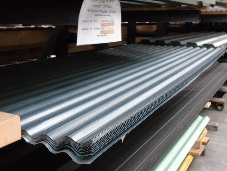 Nieuwe gegalvaniseerde golfplaat 110 cm – vanaf €9,95 ex/m², Doe-het-zelf en Verbouw, Dakpannen en Dakbedekking, Nieuw, Golfplaat