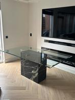 Vintage Artedi Zwart Marmeren Eettafel, Huis en Inrichting, Tafels | Eettafels, Ophalen, 50 tot 100 cm, Zo goed als nieuw, Travertin japandi vintage goud marmeren glazen tafel