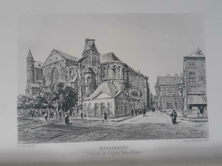 02 / Maastricht Kerk Notre Dam gravure uit 1882, Antiek en Kunst, Kunst | Etsen en Gravures, Ophalen of Verzenden