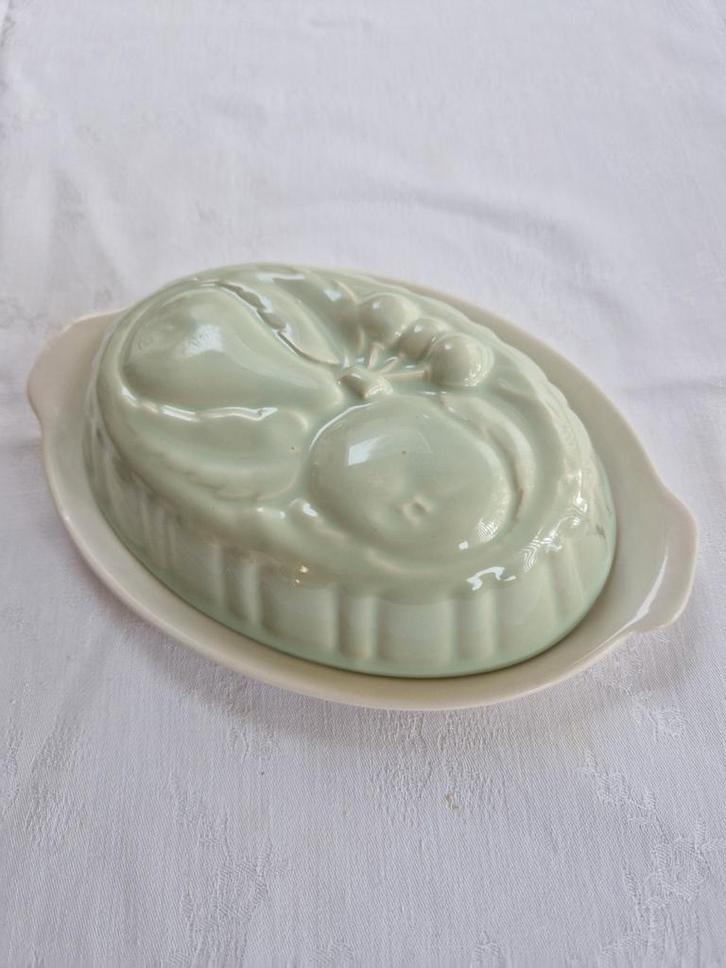 grijsgroene pudding/ pate vorm met schotel Villeroy & Boch, Antiek en Kunst, Antiek | Keramiek en Aardewerk, Ophalen of Verzenden