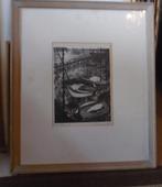 houtsnede litho boot aan kade, Verzenden