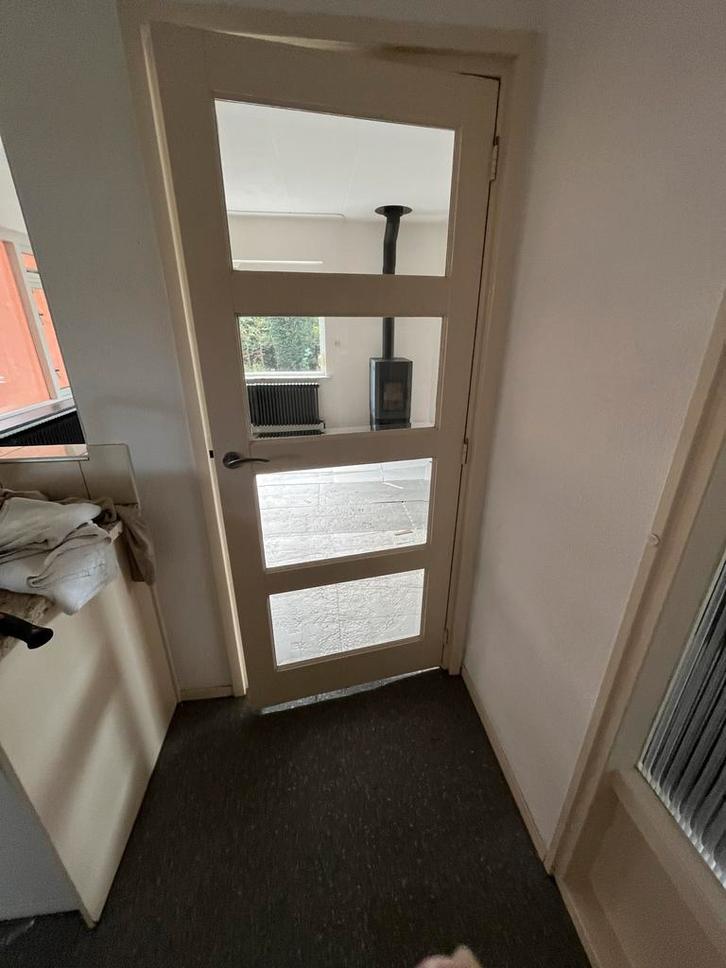 Binnendeur met facet geslepen glas - 82x201, Doe-het-zelf en Verbouw, Deuren en Horren, Gebruikt, Binnendeur, 200 tot 215 cm, 80 tot 100 cm