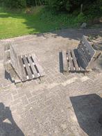 2 stevige palletbankjes + kussens, Ophalen, Gebruikt