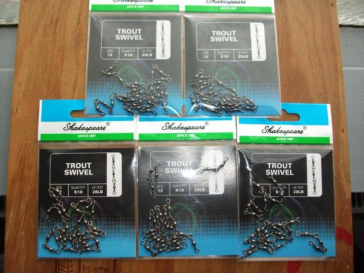 5 verpakkingen Shakespeare Trout Swivel / kunstaas wartels, Watersport en Boten, Hengelsport | Algemeen, Nieuw, Overige typen
