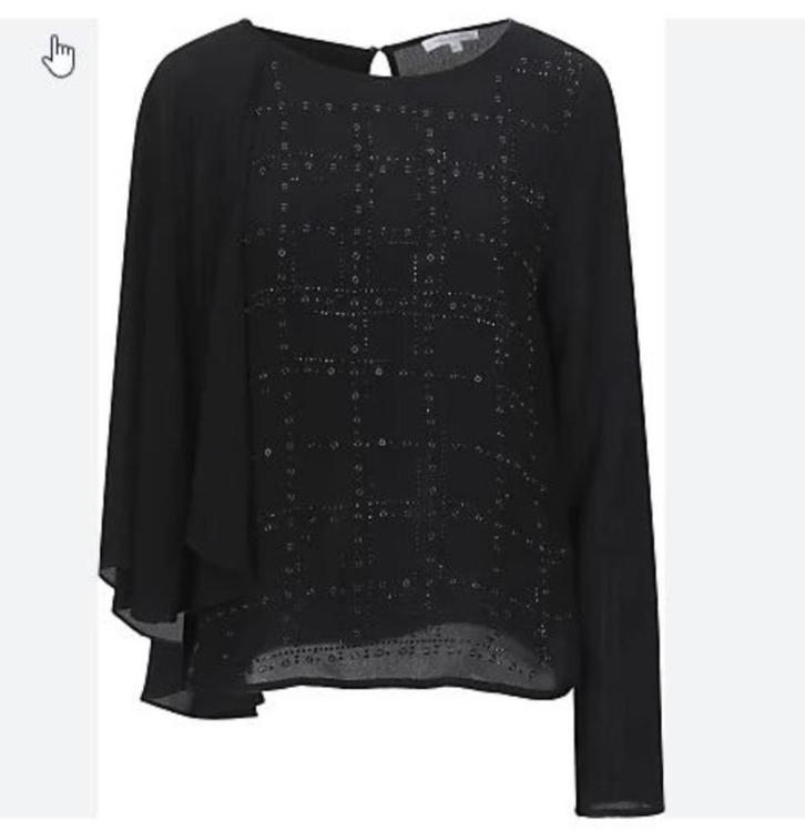 Patrizia Pepe zwarte blouse met studs IT42-NL small NIEUW, Kleding | Dames, Blouses en Tunieken, Nieuw, Maat 36 (S), Zwart, Ophalen of Verzenden