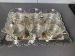 Theeglazen in houder met dienblad, Glas of Glazen, Gebruikt, Ophalen of Verzenden, Glas
