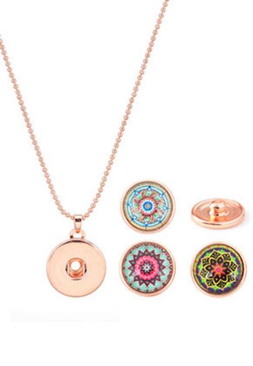 SALE: Ketting met hanger en 3 wisselstenen rosé-goud, Sieraden, Tassen en Uiterlijk, Kettingen, Nieuw, Overige materialen, Overige kleuren