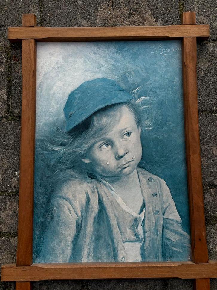 "Crying Boy" schilderij - Bragolin, Antiek en Kunst, Kunst | Schilderijen | Klassiek, Ophalen