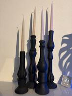 Set van 4 zwarte kaarsenhouders van het merk licht & living, Gebruikt, Zwart, Ophalen of Verzenden, Hout