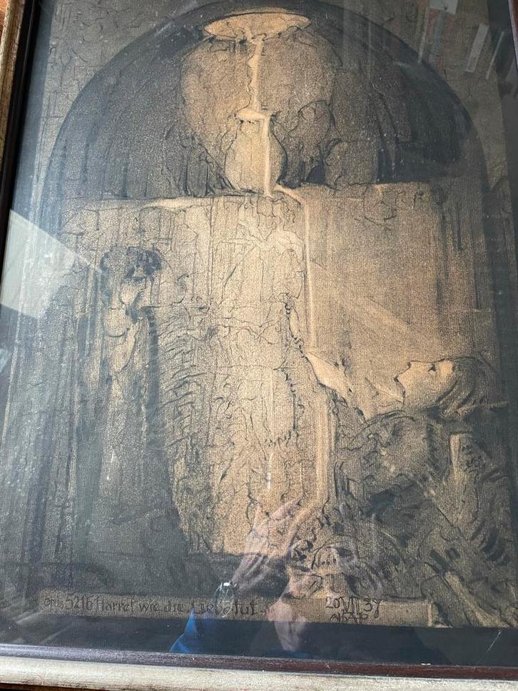 Zeldzame tekening A.A. Plasschaert (1866-1941), Antiek en Kunst, Kunst | Tekeningen en Foto's, Ophalen of Verzenden