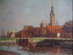 Impressionisme schilderij toren stadhuis Veere Zeeland, Antiek en Kunst, Ophalen of Verzenden