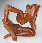 Houten sculptuur “De Denker” hand made, hoog 20cm, Ophalen of Verzenden