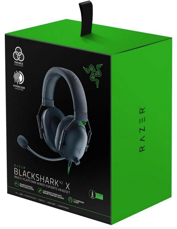 Razer Blackshark V2 X Gaming Headset Koptelefoon, Computers en Software, Headsets, Zo goed als nieuw, Over-ear, Bedraad, Gaming headset