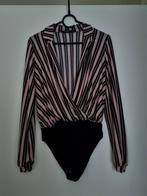 Roze-zwart gestreepte body blouse van Bershka, Zwart, Zo goed als nieuw, Maat 36 (S), Bershka