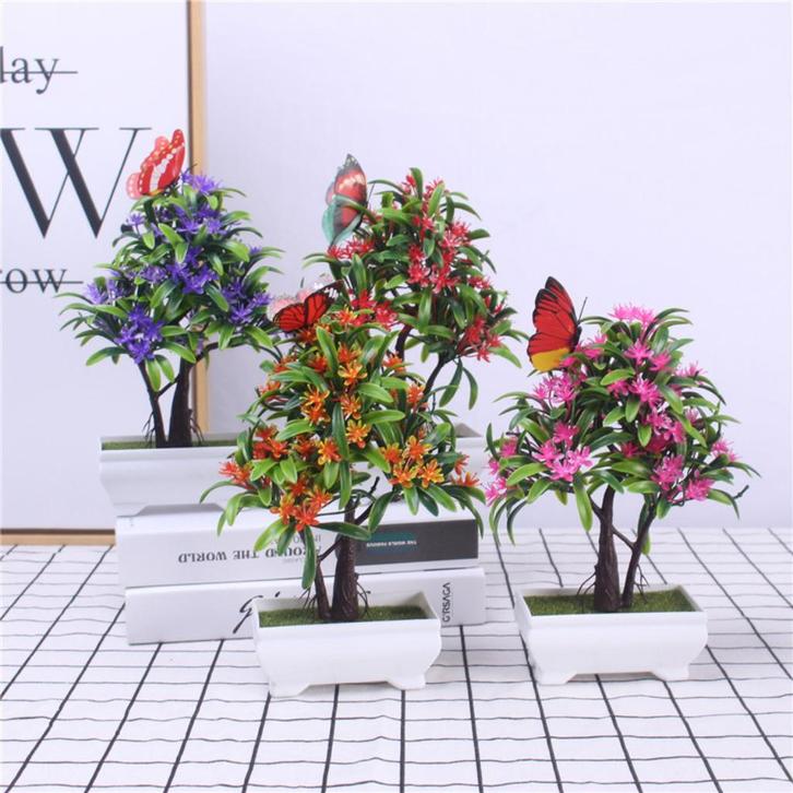 Kunst Bonsai Boom Met Vlinder / Nep Kunstplant Tuin Terras, Huis en Inrichting, Woonaccessoires | Kunstplanten en Kunstbloemen