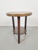 Amsterdamse School Bijzettafel Gegraveerd Messing Hout ´30, 45 tot 60 cm, Minder dan 55 cm, N, Art deco