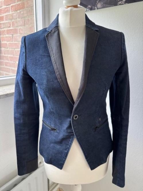 Stoer, elegant colbert in spijkerstof, Kleding | Dames, Jasjes, Kostuums en Pakken, Gedragen, Jasje, Maat 38/40 (M), Blauw, Ophalen of Verzenden