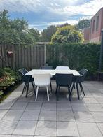 tuintafel met stoelen, Tuin en Terras, Tuintafels, Ophalen of Verzenden, Gebruikt, Rechthoekig, Plastic