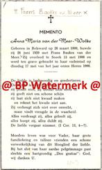 Wolke Anna 1900 Bolsward 1966 Sneek x vd Meer - 23141, Verzamelen, Bidprentjes en Rouwkaarten, Bidprentje, Ophalen of Verzenden