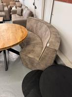 Ronde Eettafelbank taupe microvezel 185cm van 799,-nu 300,-, Ophalen, Rj, Zo goed als nieuw, Info@rjmeubeldiscount.nl