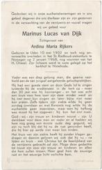 Marinus Lucas van Dijk 1902 Uden + 1968 Nijmegen, 65 jaar, Verzenden