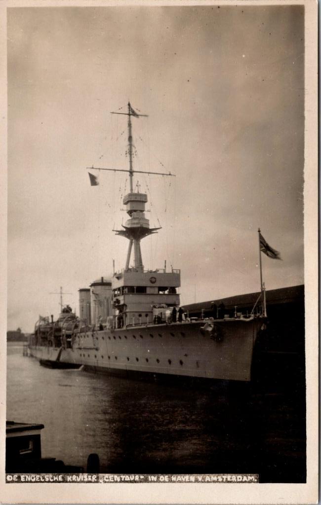 Amsterdam Haven | Engelsche kruiser Centaur | Postcard 1928, Verzamelen, Ansichtkaarten | Nederland, Ongelopen, Noord-Holland