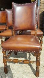 6 eiken leder eetkamer stoelen, Huis en Inrichting, Stoelen, Ophalen, Zo goed als nieuw, Bruin, Vier