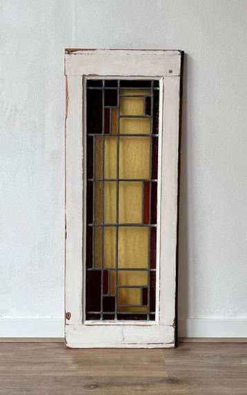 Oud glas in lood raam, 87,5 x 34 cm beschikbaar voor biedingen