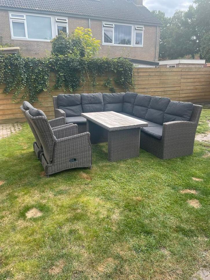 Loungeset met tafel en 2 stoelen, Tuin en Terras, Tuinsets en Loungesets, Zo goed als nieuw, Kunststof, Ophalen of Verzenden