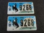 Paar USA License plate / kentekenplaten Wyoming USA, Verzamelen, Automerken, Motoren en Formule 1, Auto's, Gebruikt, Ophalen of Verzenden