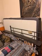 Complete bedset 140x200: Bedframe, lattenbodems en matras, Ophalen, Gebruikt, Zwart, 140 cm