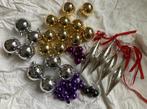 Kerstballen en pegels glanzend zilver goud paars 41 stuks, Diversen, Gebruikt, Ophalen of Verzenden