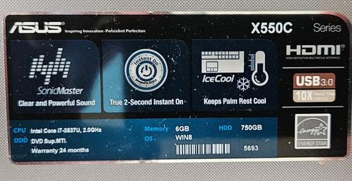 Laptop Asus X550CC-XX424H - i7-3537U - 6GB RAM -750GB HDD -, Computers en Software, Windows Laptops, Refurbished, 15 inch, HDD