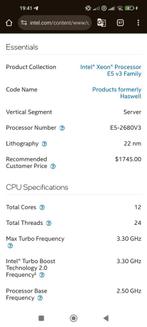 X99 Moederbord, 2x Xeon E5-2680 v3, 64GB RAM, Ophalen of Verzenden, Gebruikt, 64 GB, 2 tot 3 Ghz