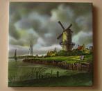 vintage Mosa tegel landschap met molen., Ophalen of Verzenden