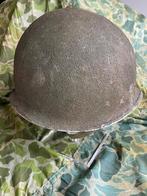 M1 helm WO2 – Front seam, fixed bails, originele verf, Verzamelen, Militaria | Tweede Wereldoorlog, Ophalen of Verzenden, Landmacht