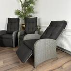 4x Luxe verstelbare loungestoelen – grijs wicker – top staat, Tuin en Terras, Tuinstoelen, Verstelbaar, Verzenden, ., Zo goed als nieuw