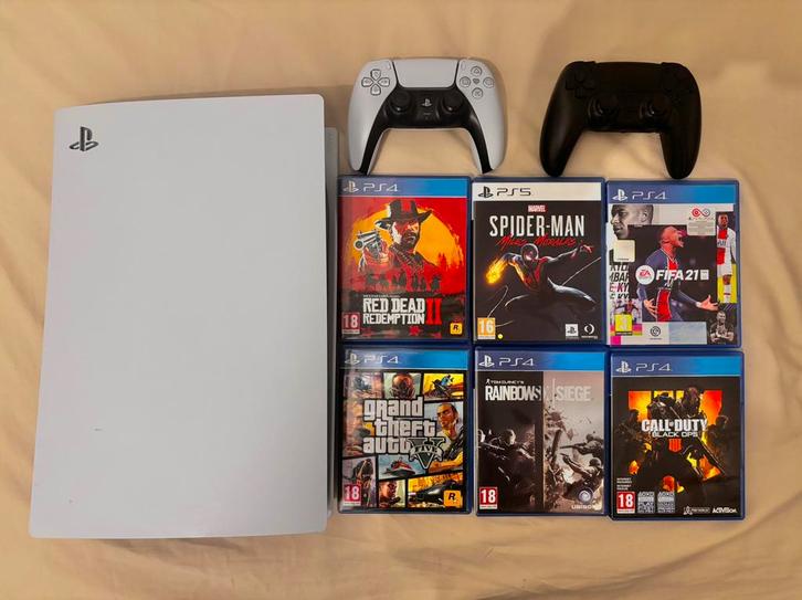 PlayStation 5 Disk versie met 2 controllers en games, Spelcomputers en Games, Games | Sony PlayStation 5, Nieuw, Ophalen of Verzenden